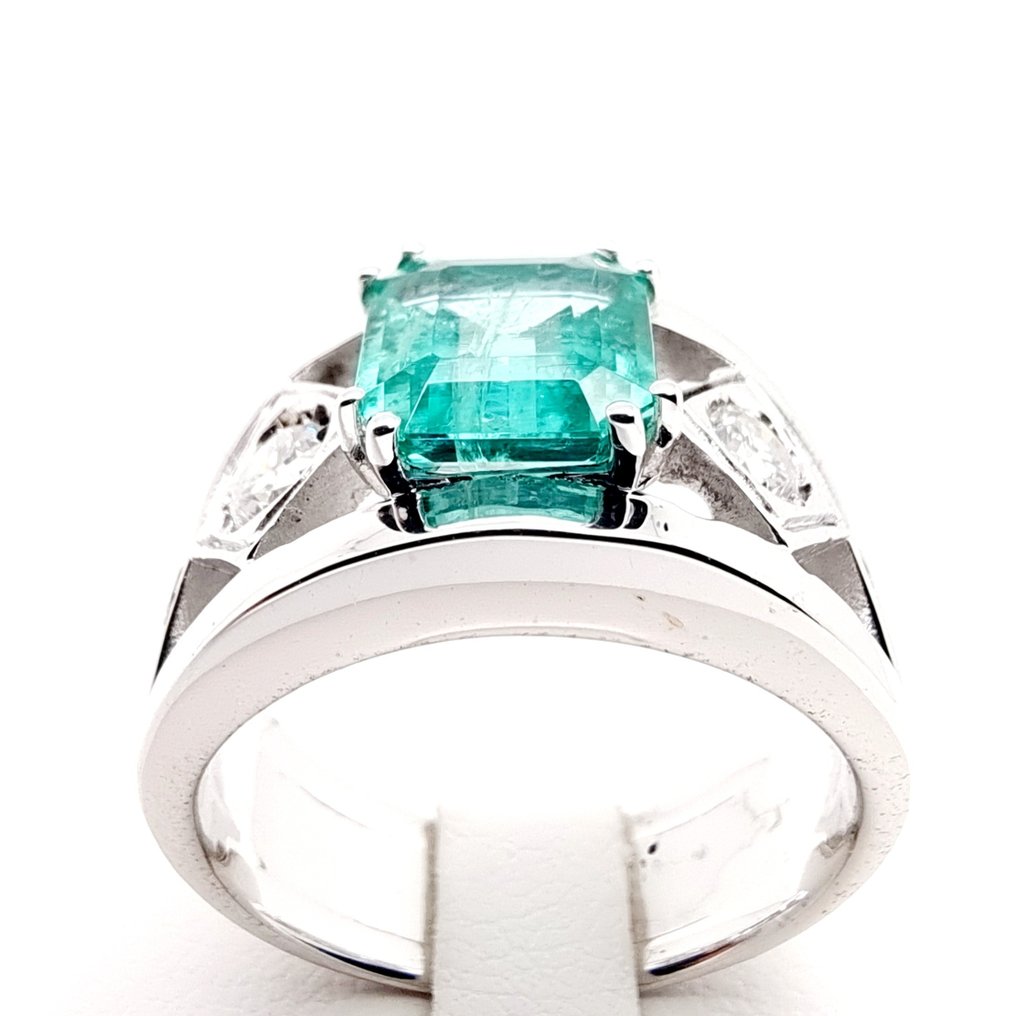 Ring Weißgold Smaragd - Diamant #2.1