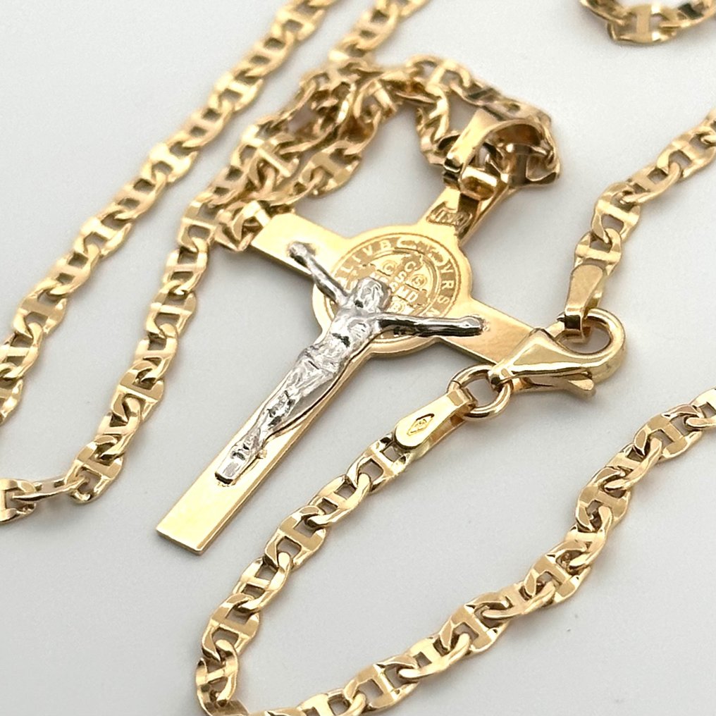 Collana con croce oro 18 Kt - 5 gr - 50 cm - Nyaklánc - 18 kt. Sárga arany #2.1