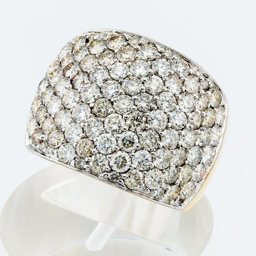 (ALGT Certified) - [Diamond] 3.34 Cts (54) Pcs - 14 carati Bicolore - Anello #1.1