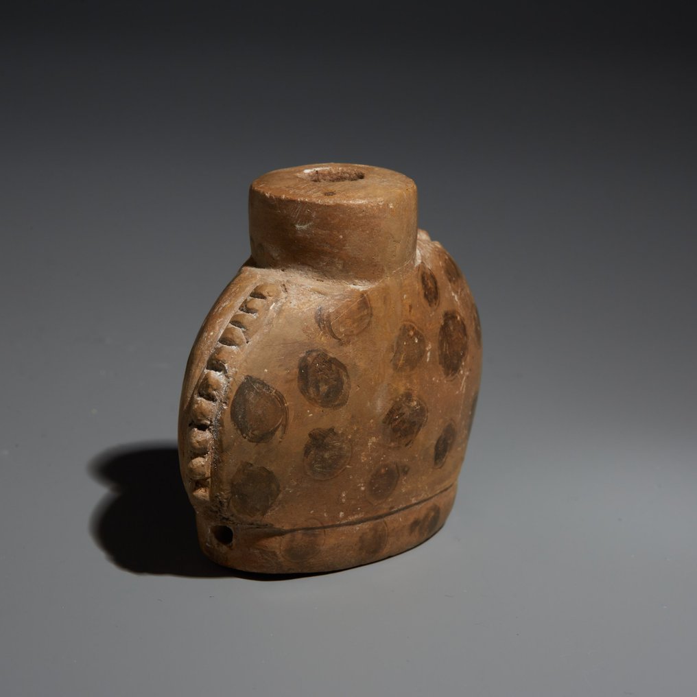 Maya Terracotta Trankflasche. 300–700 n. Chr. 6,2 cm H. Mit spanischer Ausfuhrlizenz. #1.0