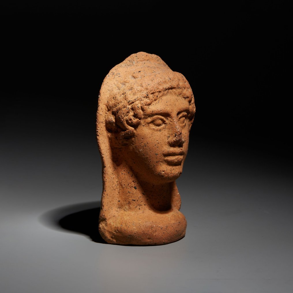 Etrusco Alfarería Ofrenda votiva en forma de rostro. Siglo IV a.C. 10,5 cm de altura #1.2