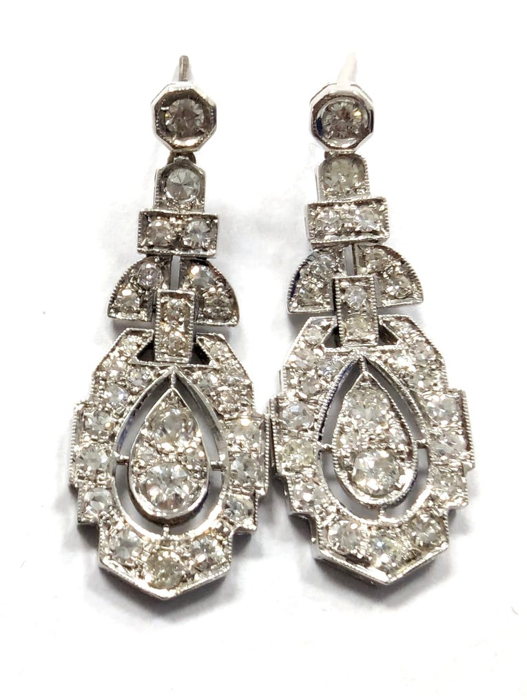 Boucles d'oreilles - 18 carats Or blanc Diamant  (Naturelle) #1.1
