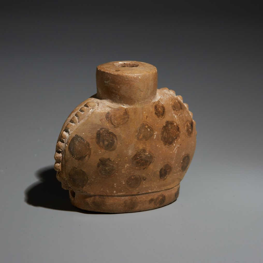 Maya Terracotta Trankflasche. 300–700 n. Chr. 6,2 cm H. Mit spanischer Ausfuhrlizenz. #4.3