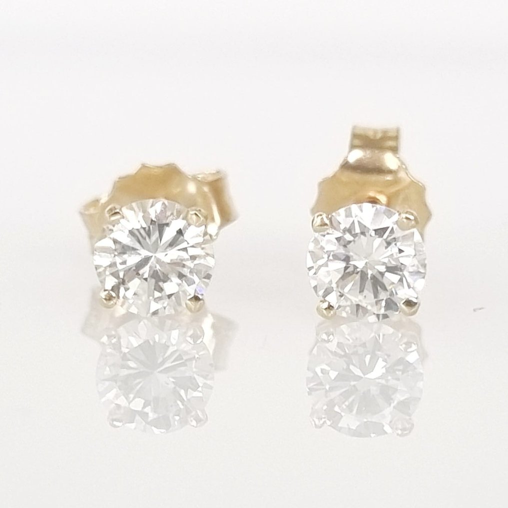 小型钉状耳环 - 14K包金 黄金 钻石 #1.1