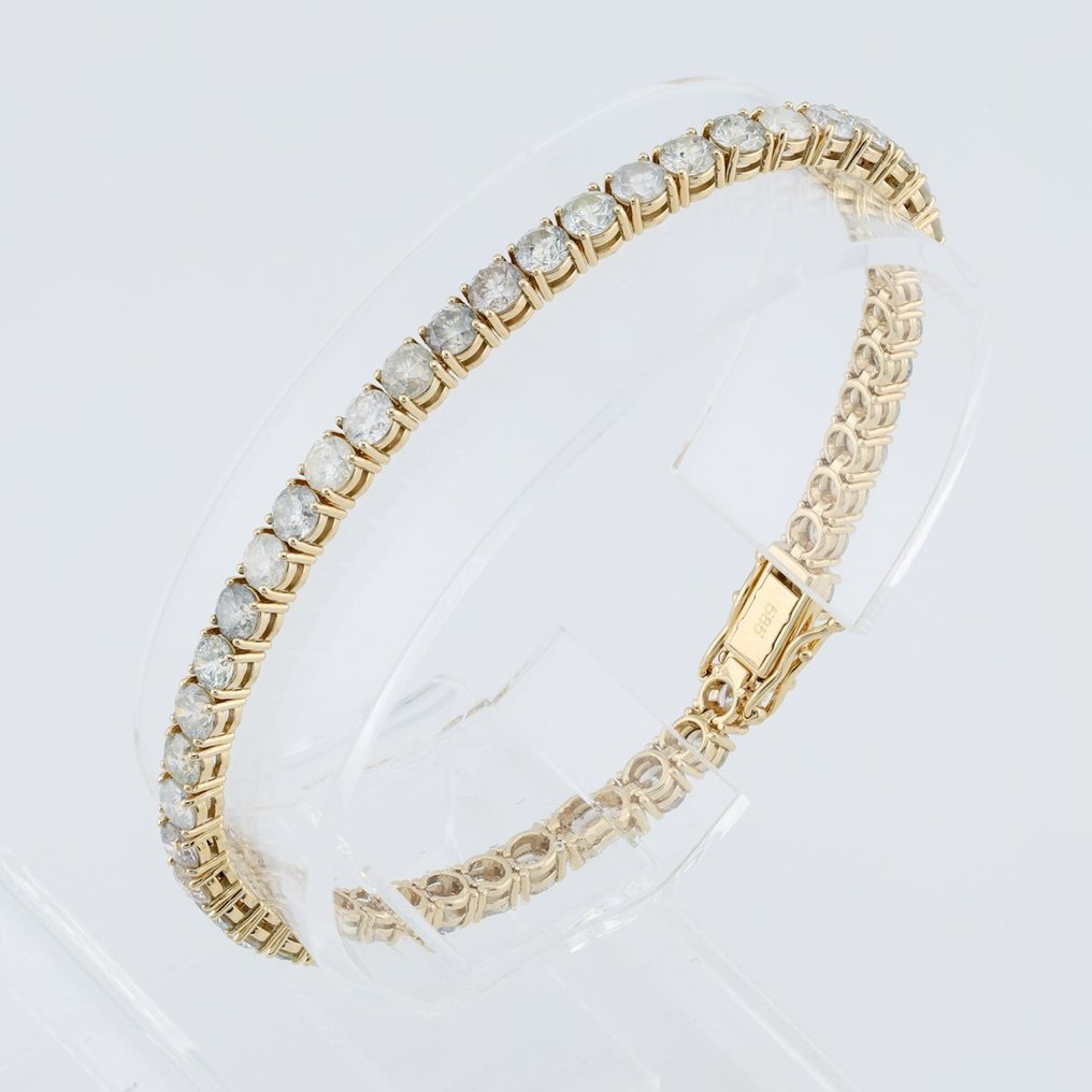 (ALGT Certified) - (Diamond) 8.77 Cts (48) Pcs - 14 karaat Geel goud - Armband #2.1