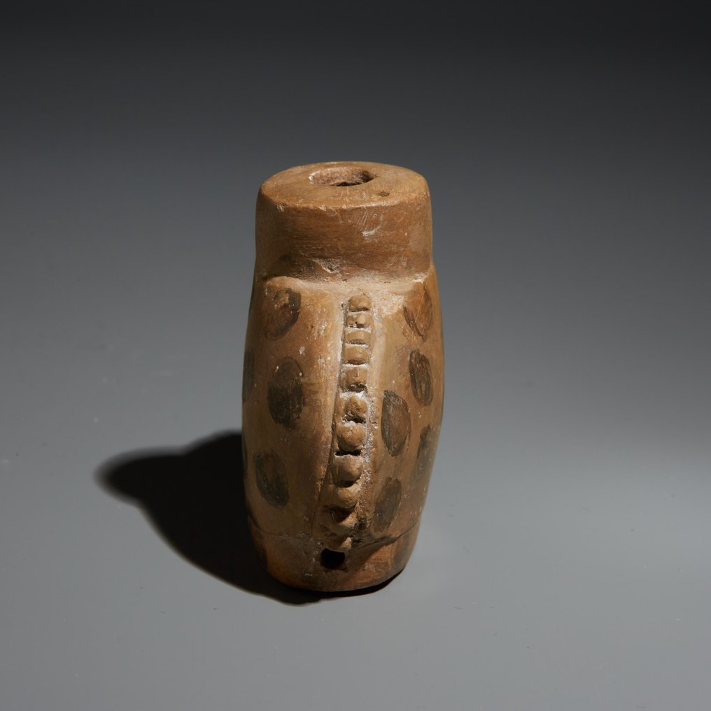 Maya Terracotta Trankflasche. 300–700 n. Chr. 6,2 cm H. Mit spanischer Ausfuhrlizenz. #2.1
