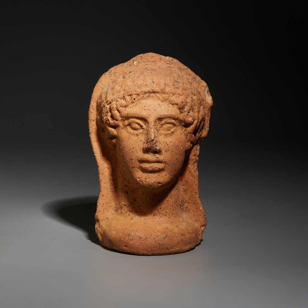 Etrusco Alfarería Ofrenda votiva en forma de rostro. Siglo IV a.C. 10,5 cm de altura #1.1