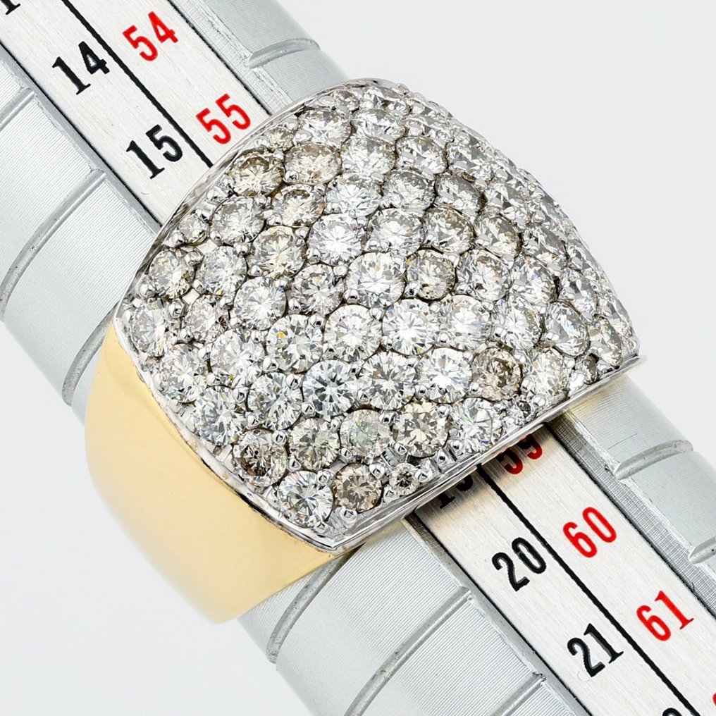 (ALGT Certified) - [Diamond] 3.34 Cts (54) Pcs - 14 kt. Kétszínű - Gyűrű #2.1