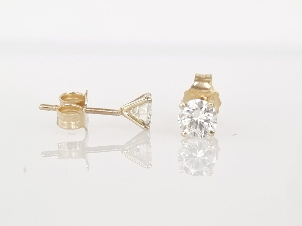 小型钉状耳环 - 14K包金 黄金 钻石 #2.1