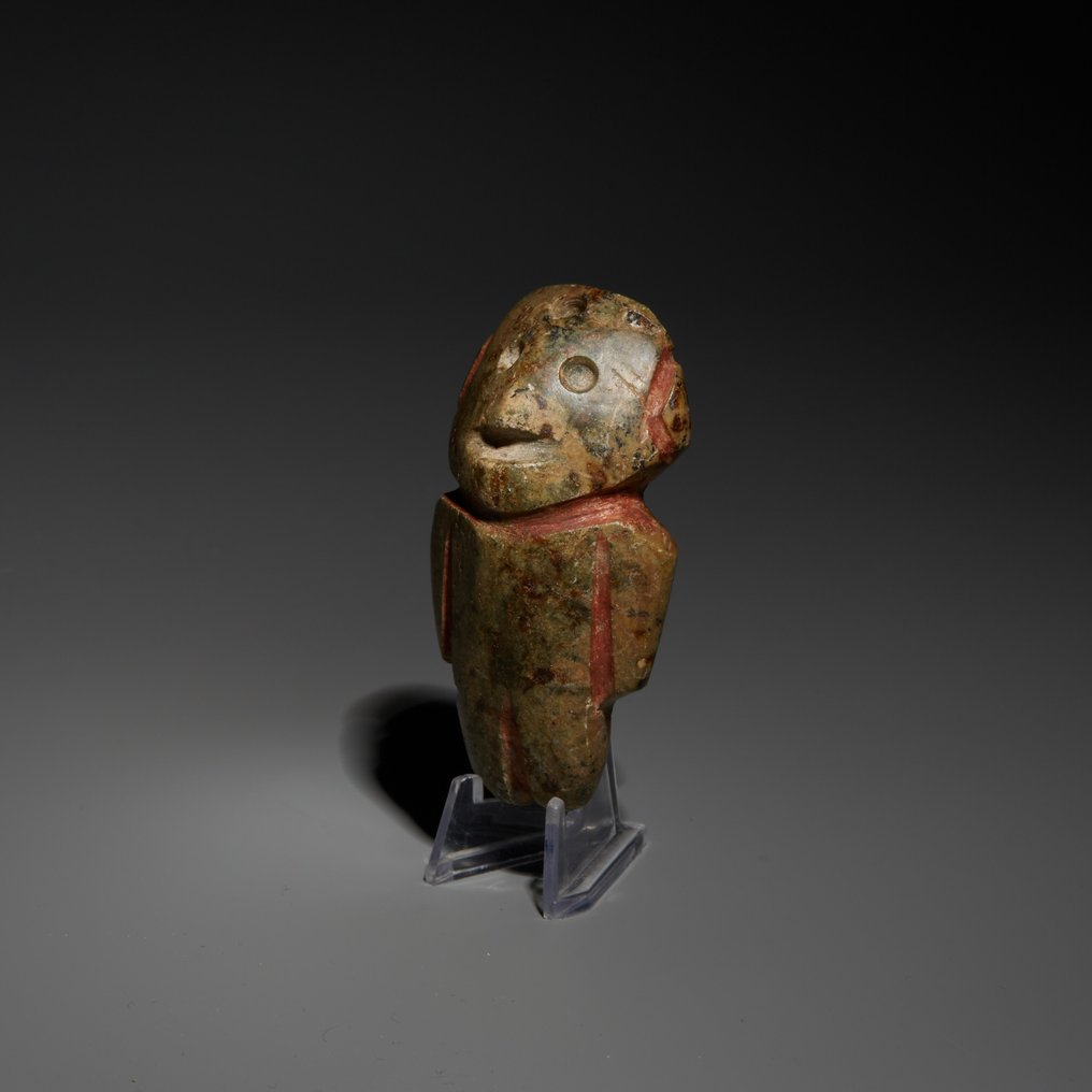 Mezcala, Estado de Guerrero, Mexico Steen Antropomorf idool. 300-100 v.Chr. Hoogte 7,6 cm. Spaanse importvergunning. #2.1
