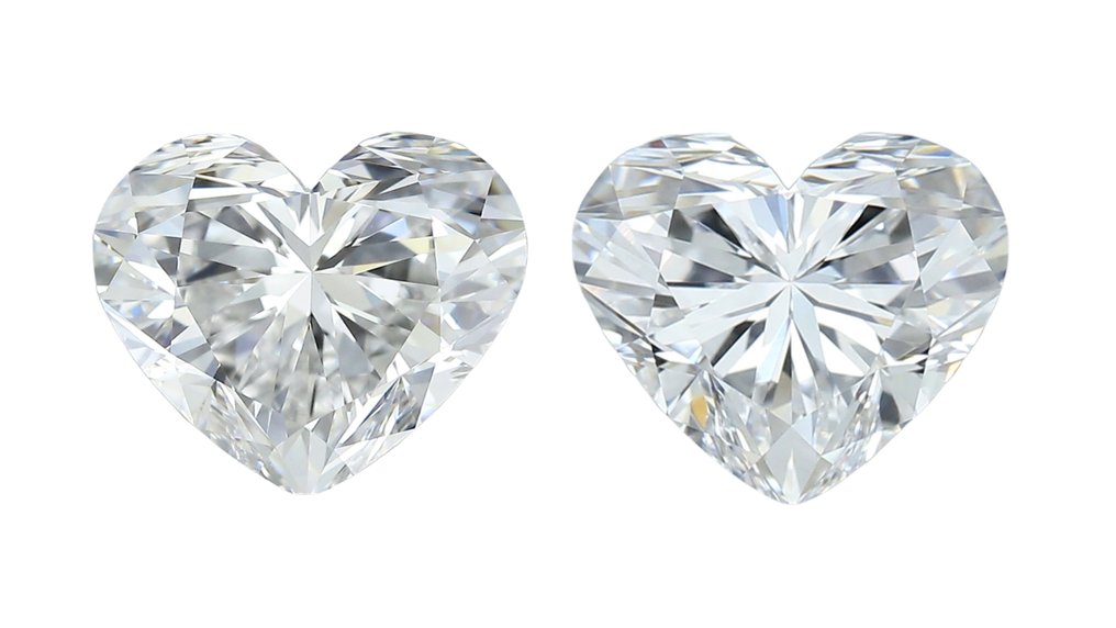 2 pcs 钻石  (天然)  - 2.40 ct - 心形 - G - VVS1 极轻微内含一级, VVS2 极轻微内含二级 - 美国宝石研究院（GIA） #1.1