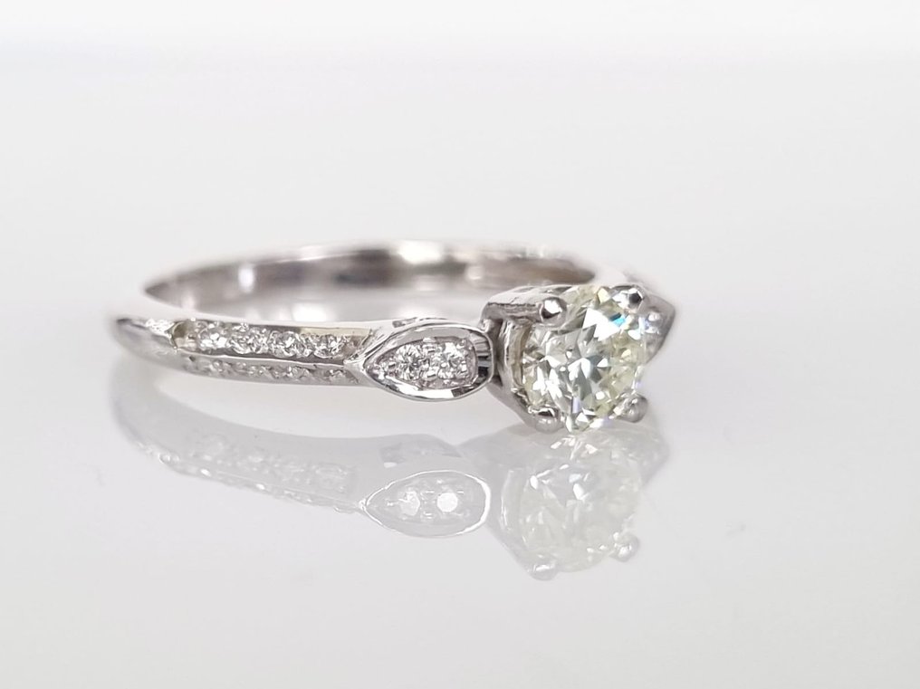 订婚戒指 白金 -  0.65ct. tw. 钻石  (天然) #2.1