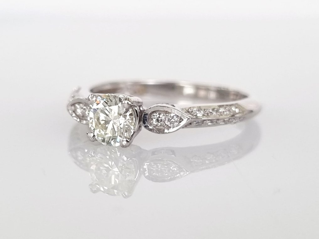 Inel de logodnă Aur alb -  0.65ct. tw. Diamant  (Natural) #3.2
