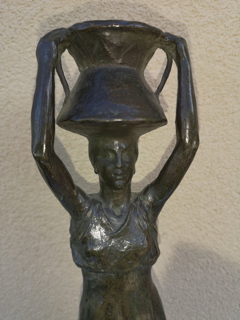 Simeon Faucault (1884-1923) - Estatua, Contadina - 32 cm - Bronce patinado - 1920 #1.2