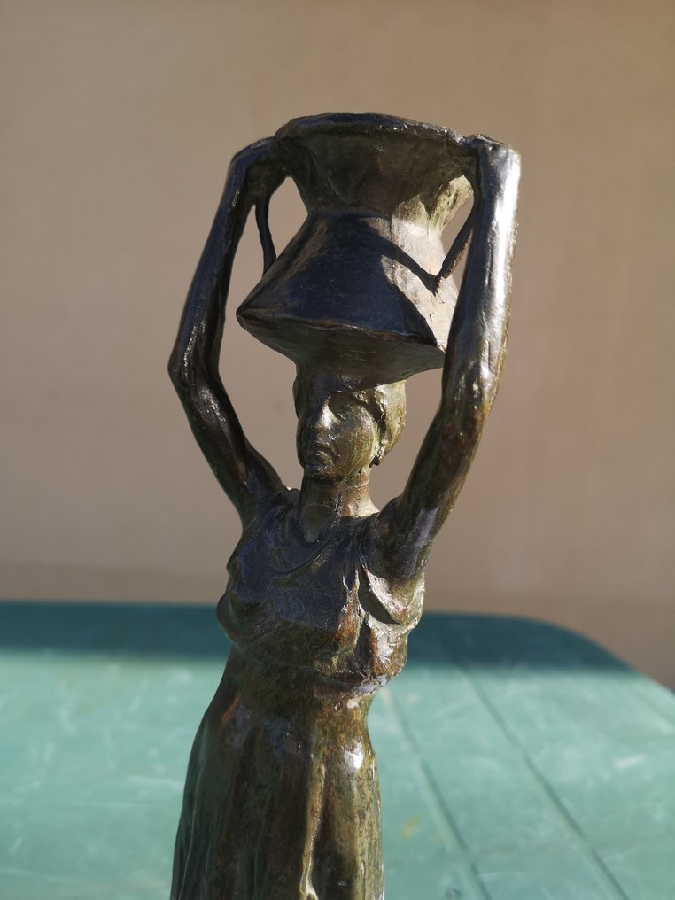 Simeon Faucault (1884-1923) - Statue, Contadina - 32 cm - Patinierte Bronze - 1920 #2.1