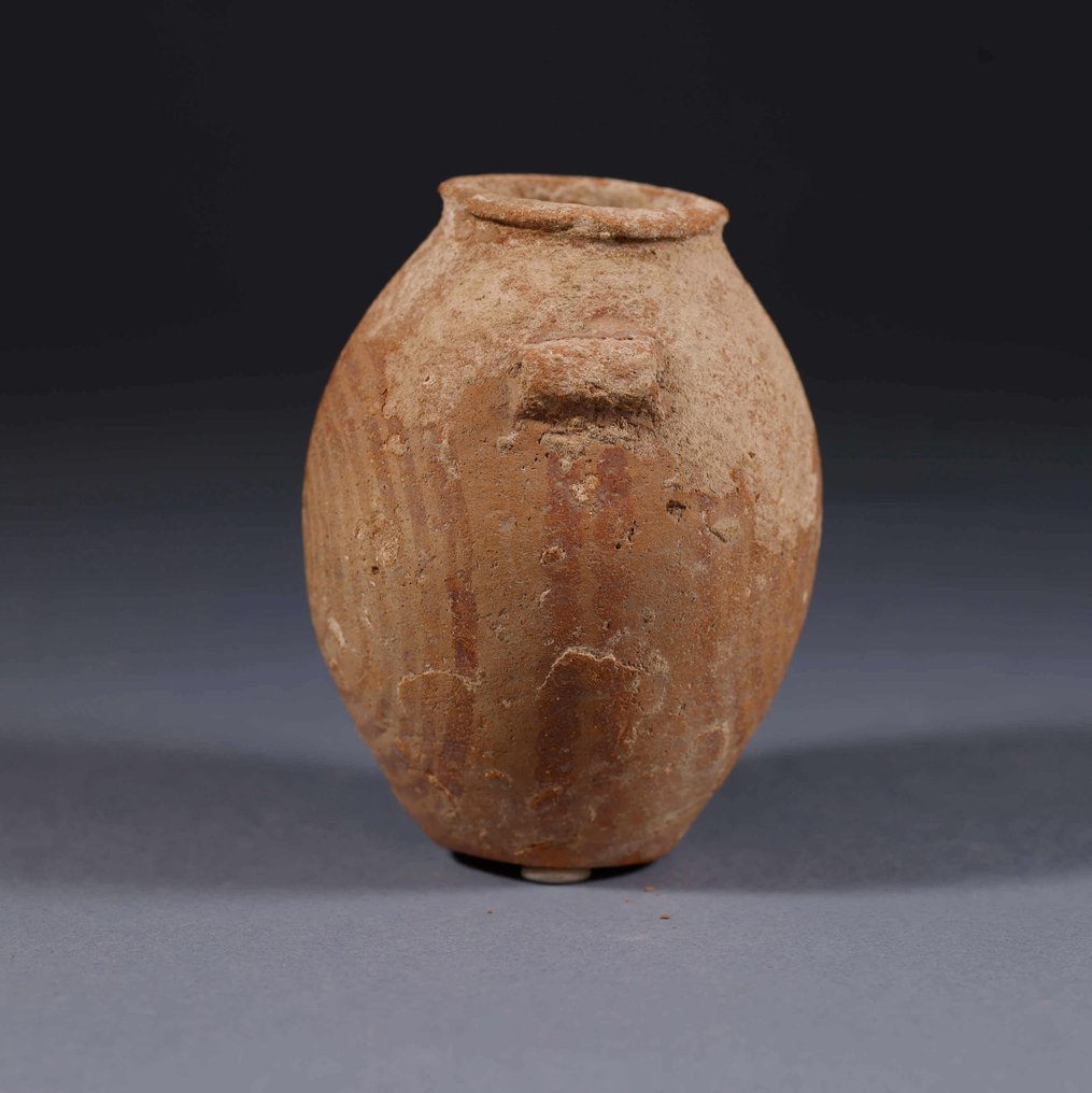 Antiguo Egipto Terracota Predynastic Nagada II Period  (3500-3200 B.C). Jar with report. - 10 cm #1.2