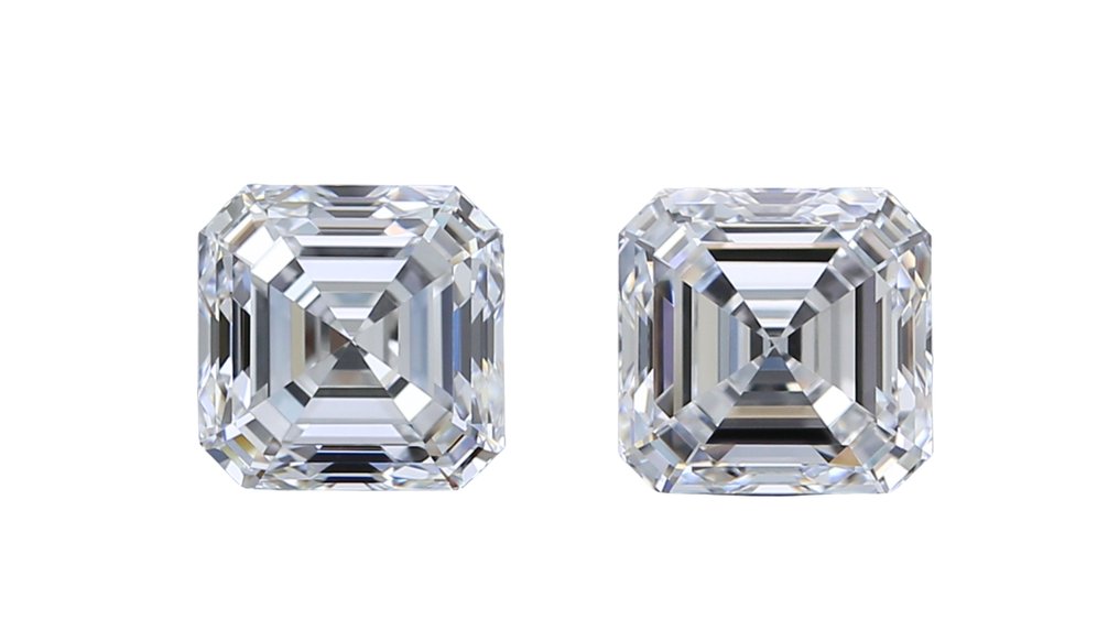 2 pcs Diamant  (Natural)  - 2.02 ct - D (färglös), E - VS1, VVS2 - Gemological Institute of America (GIA) #1.1