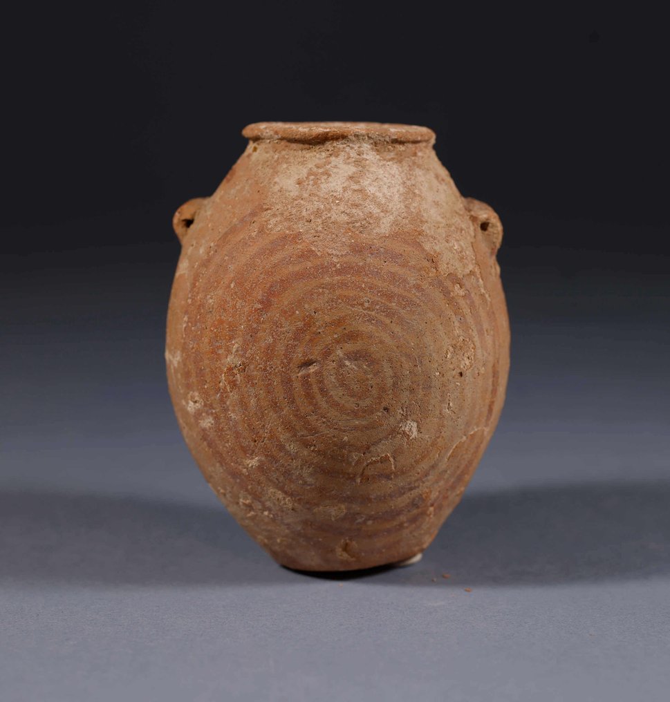 Antiguo Egipto Terracota Predynastic Nagada II Period  (3500-3200 B.C). Jar with report. - 10 cm #1.1