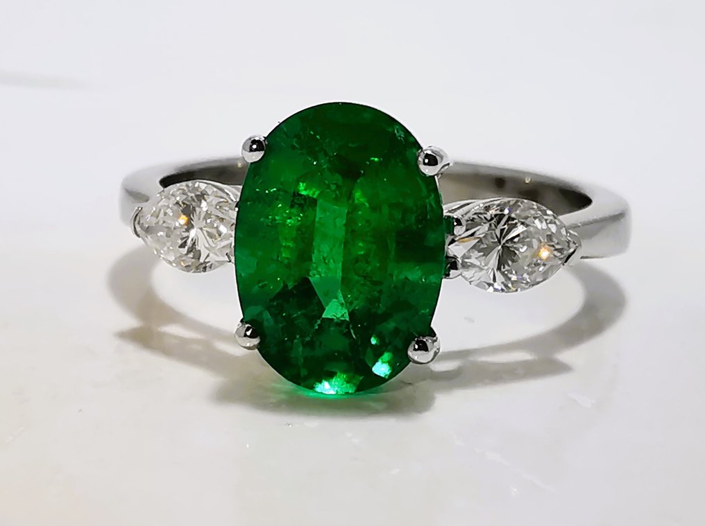 Ring White gold Emerald - Diamond #3.2