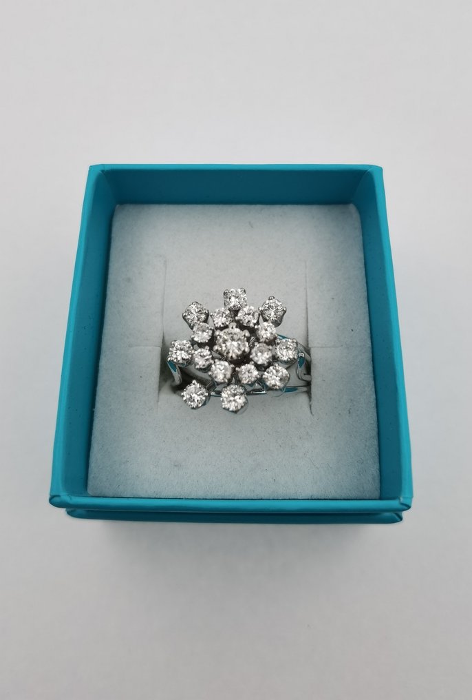 Anello - 14 carati Oro bianco Diamante - Diamante #1.1
