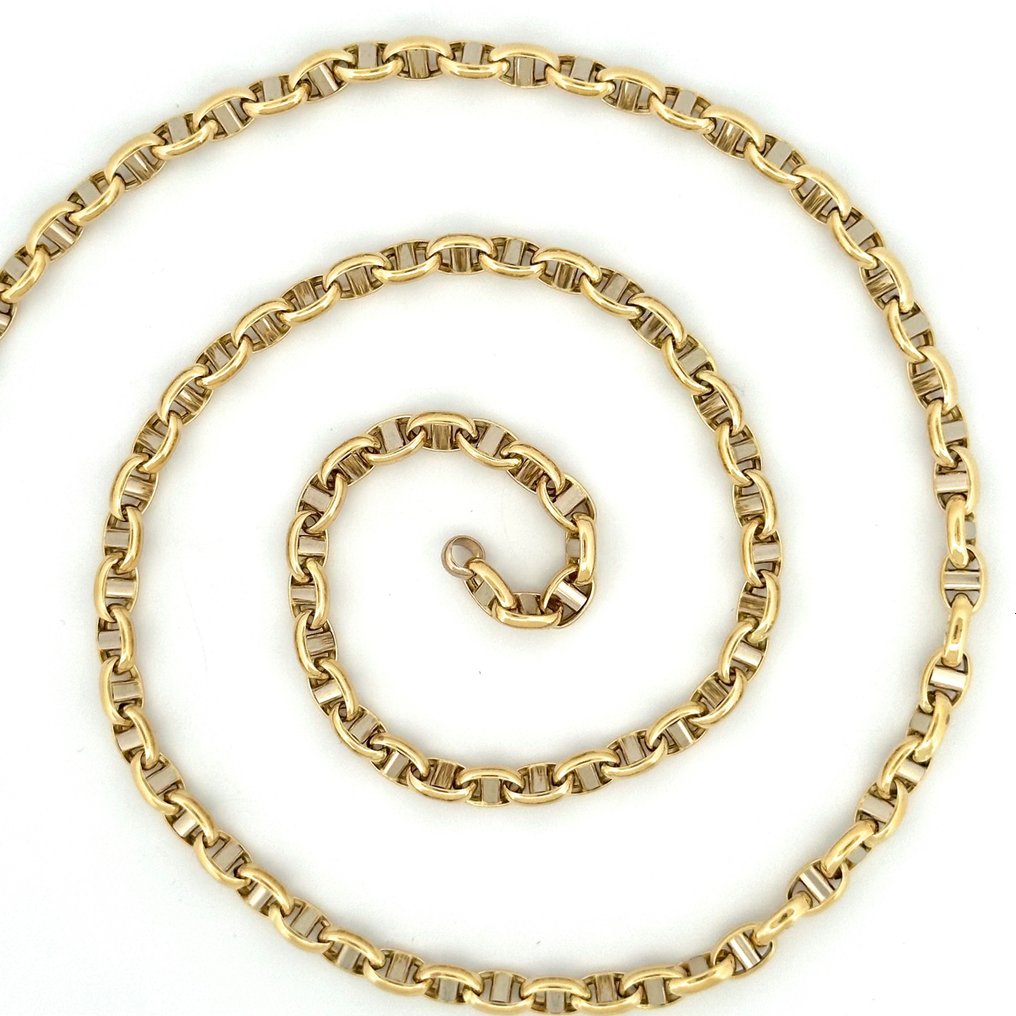 Collana oro bicolore 18 kt - 5.5 gr - 50 x 0.35 cm - Kaulakoru - 18 kt. Keltakulta, Valkokulta #1.2