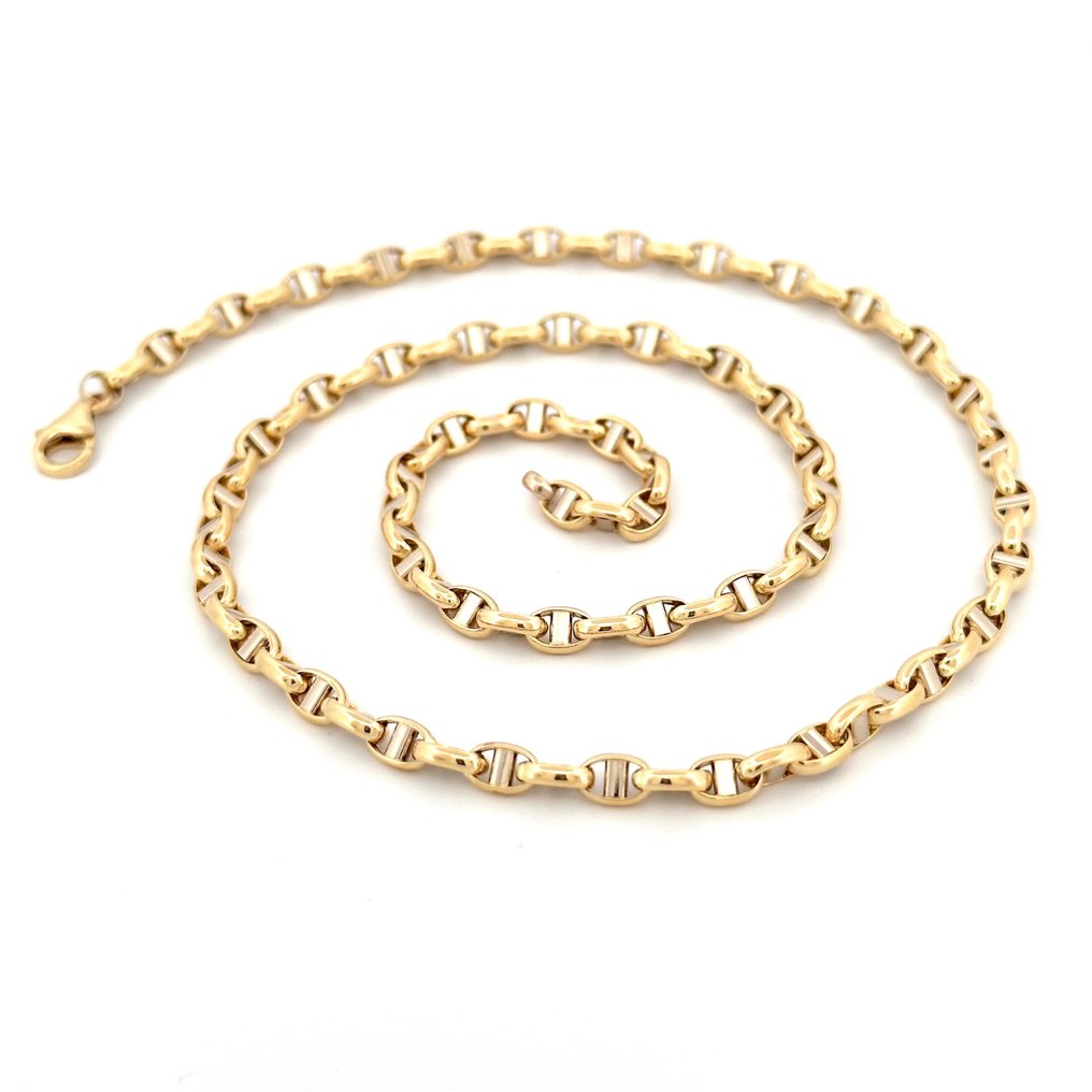 Collana Oro Bicolore - 10.3 g - 60 cm - 18 Kt - 项链 - 18K包金 白金, 黄金 #1.1