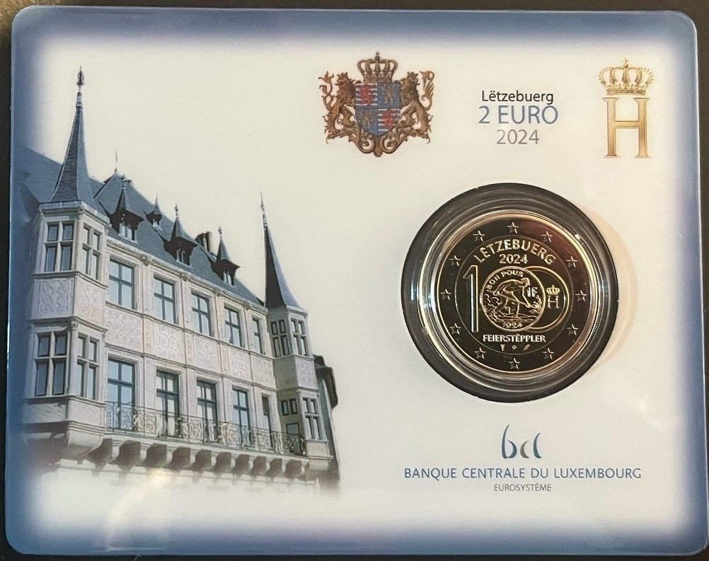 Luxemborg. 2 Euro 2024 "100e verjaardag Franc" + "Groot Hertog Willem II" (2 coincards)  (Ingen reservasjonspris) #1.3