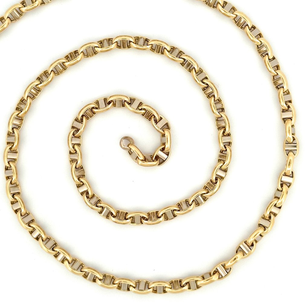 Collana Oro Bicolore - 10.3 g - 60 cm - 18 Kt - 项链 - 18K包金 白金, 黄金 #1.2