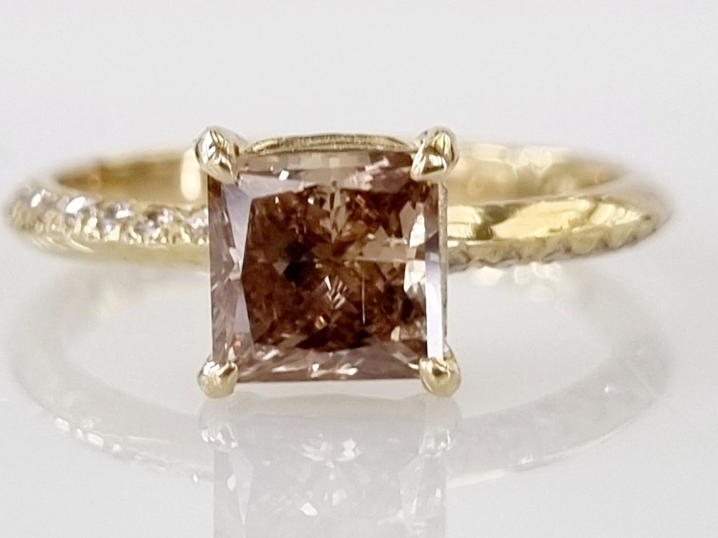 Verlobungsring - 14 kt Gelbgold -  1.09 tw. Diamant  (Natürlich)  #1.1
