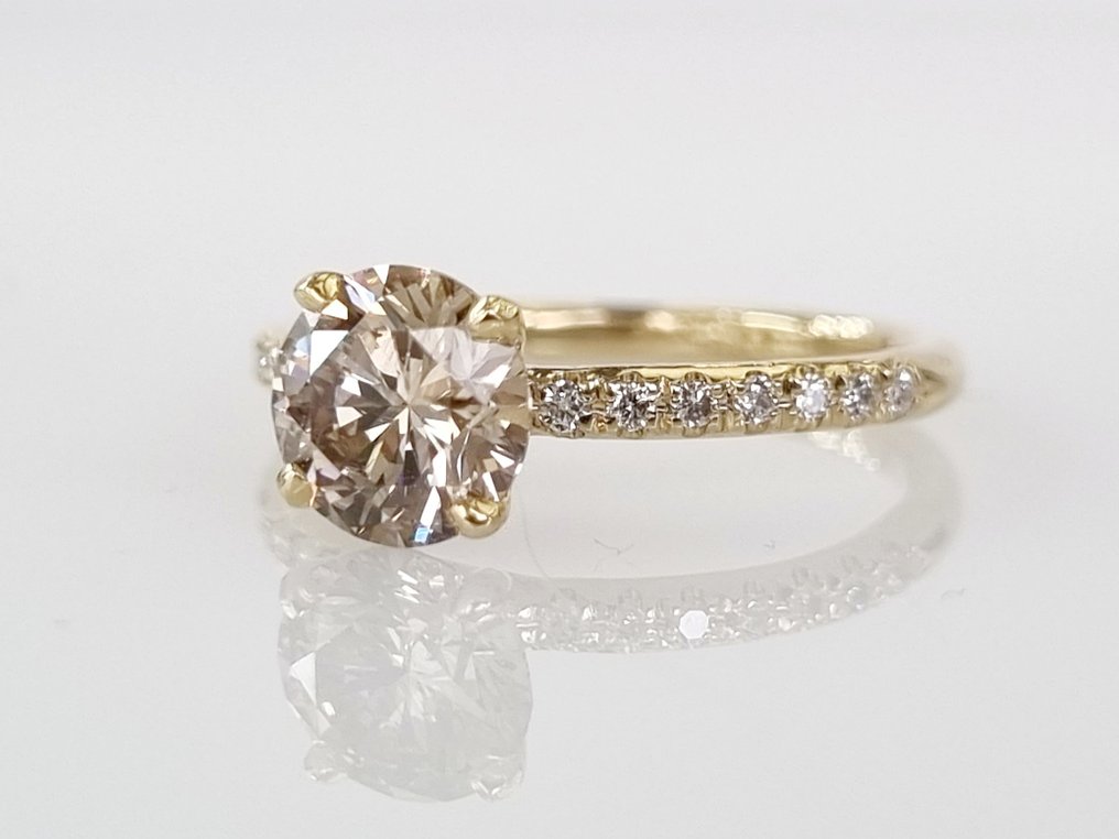 Engagement ring - 14 kt. Yellow gold -  1.25ct. tw. Diamond  (Natural) #3.2