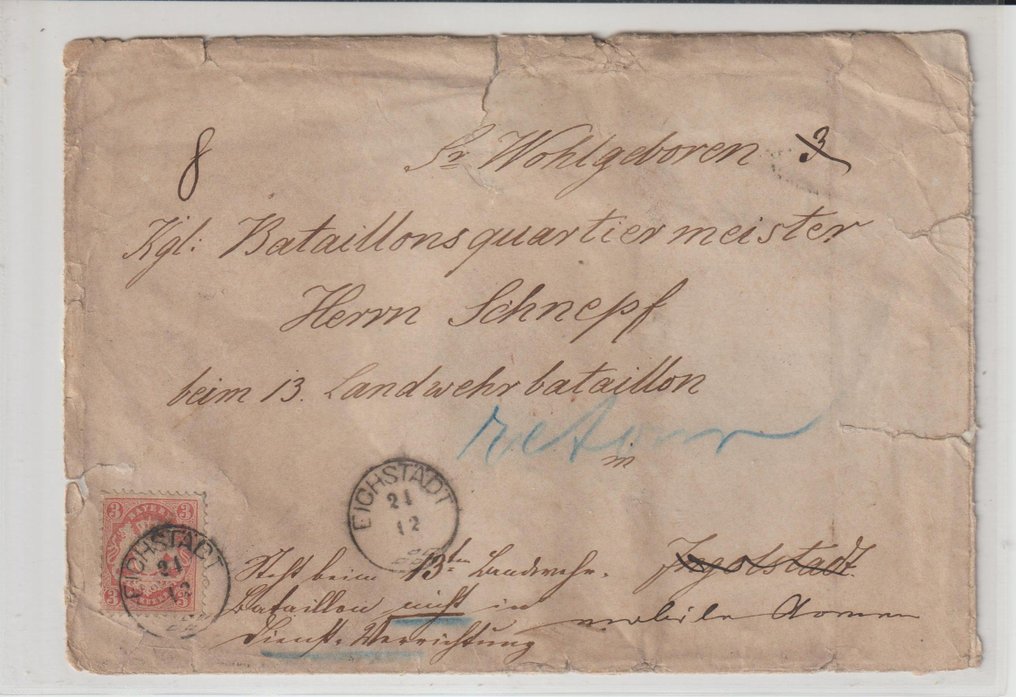 Bavaria 1870/1870 - rara lettera di ritorno Baviera - Michel 23 y auf Brief #1.1