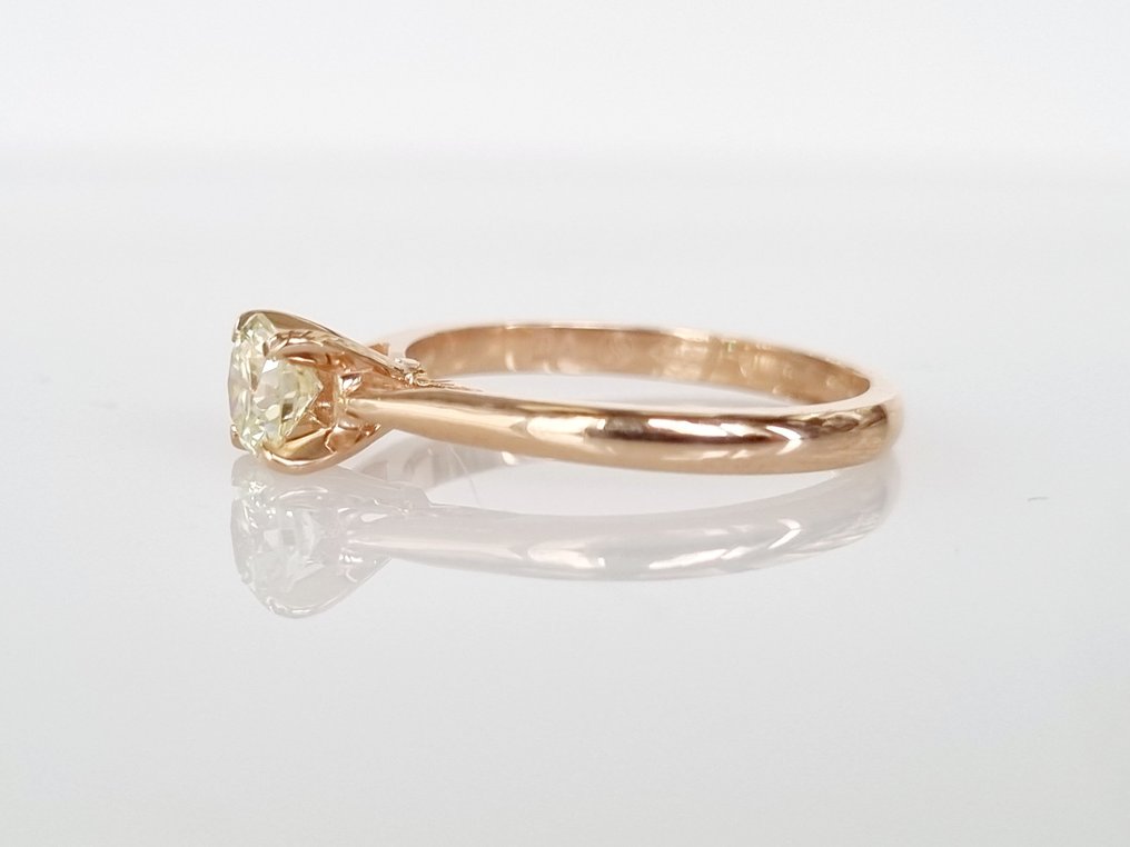 訂婚戒指 - 14 克拉 玫瑰金 -  0.58ct. tw. 鉆石  (天然) #2.2