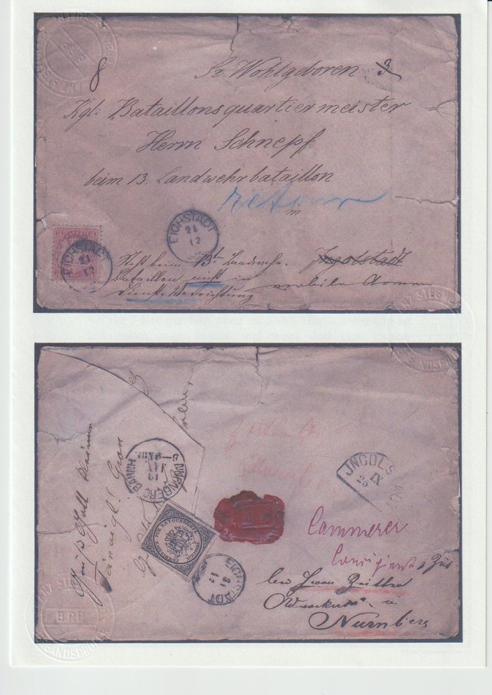 Bavaria 1870/1870 - rara lettera di ritorno Baviera - Michel 23 y auf Brief #2.2