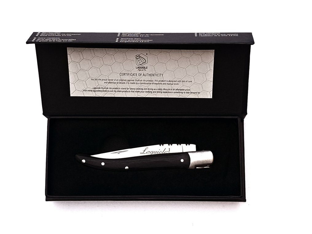 Laguiole - Pocket Knife - Black Ebony Wood - style de - Coltellino a serramanico  #1.1