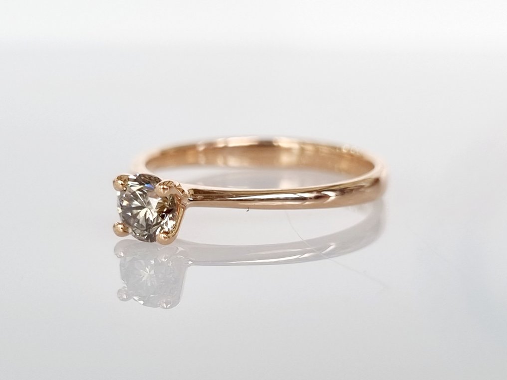 Jegygyűrű - 14 kt. Rózsa arany -  0.43ct. tw. Gyémánt  (Természetes) #2.2