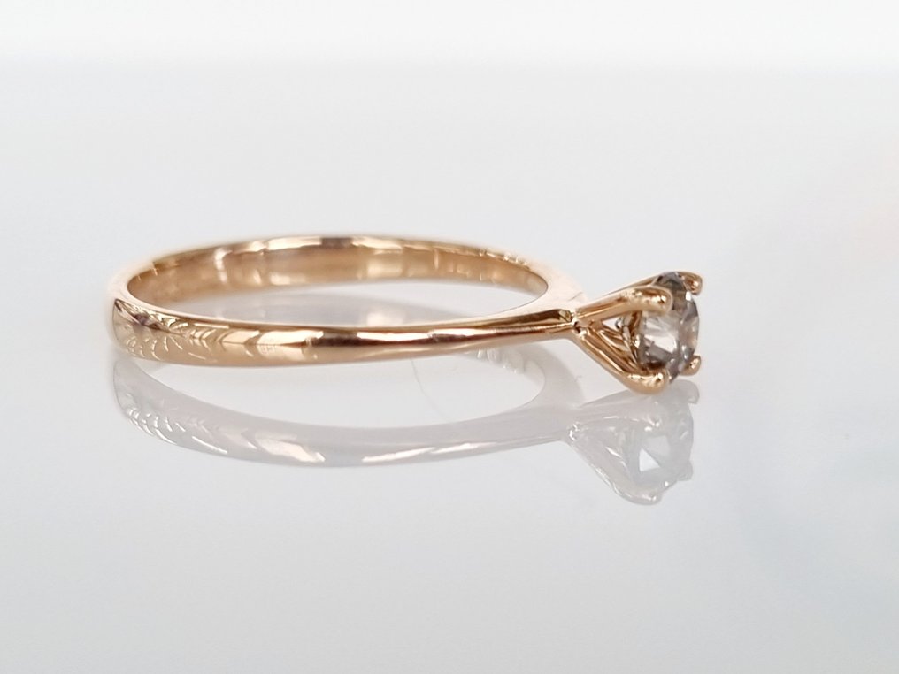 订婚戒指 - 14K包金 玫瑰金 -  0.43 tw. 钻石  (天然) #2.1