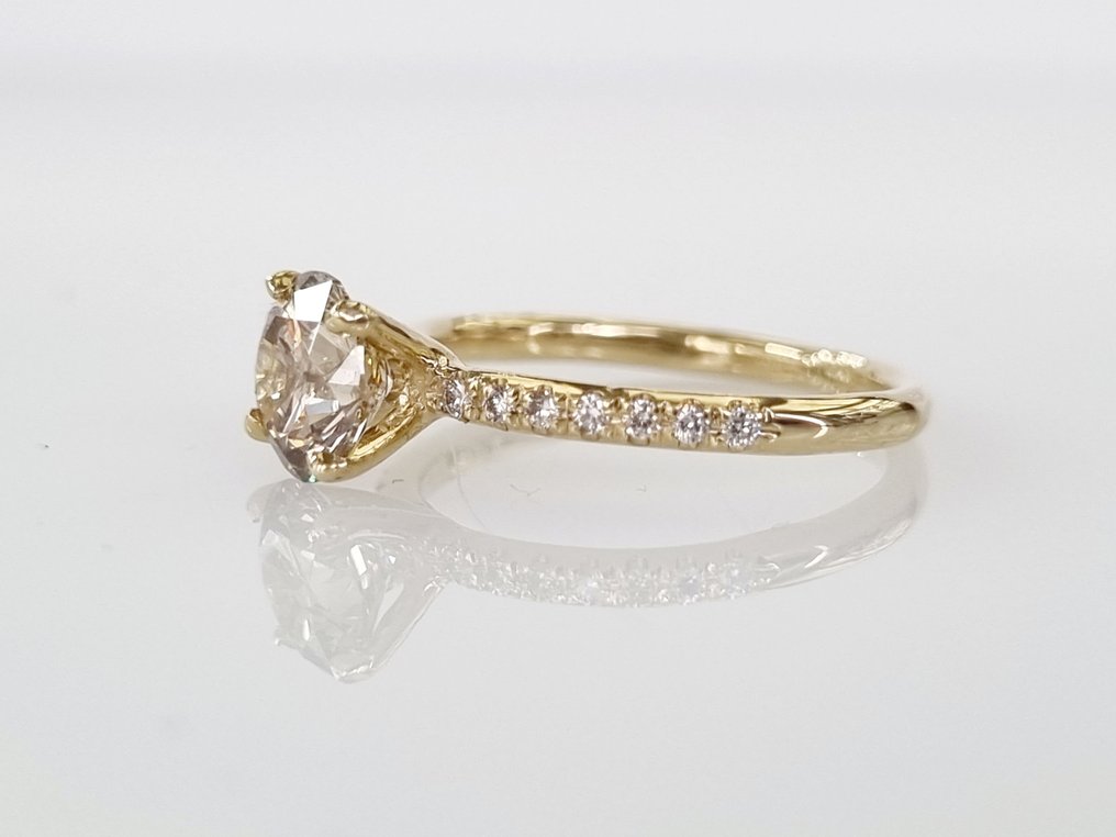Engagement ring - 14 kt. Yellow gold -  1.25ct. tw. Diamond  (Natural) #2.2