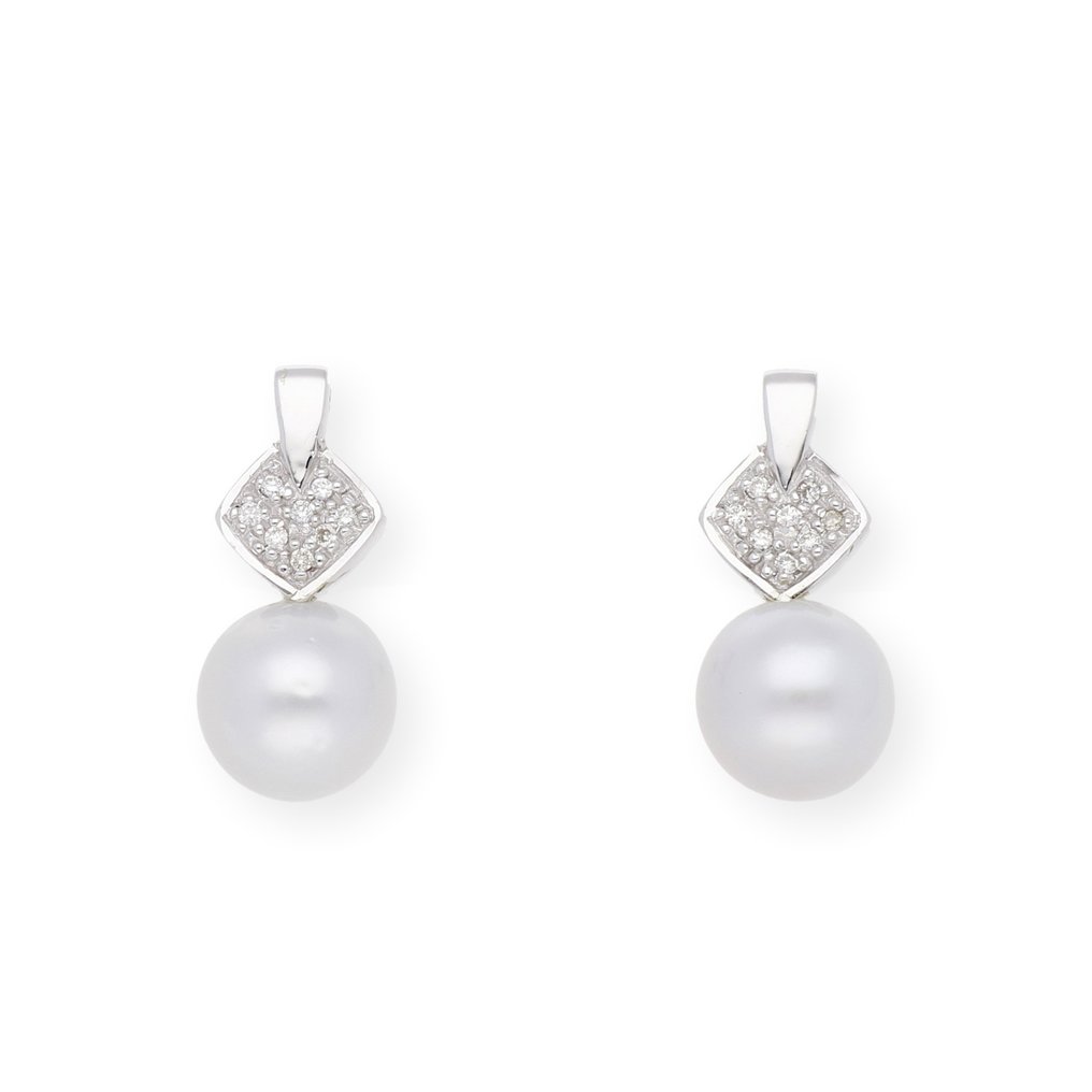 Orecchini - 18 carati Oro bianco Diamante  (Naturale) - Perla #2.1