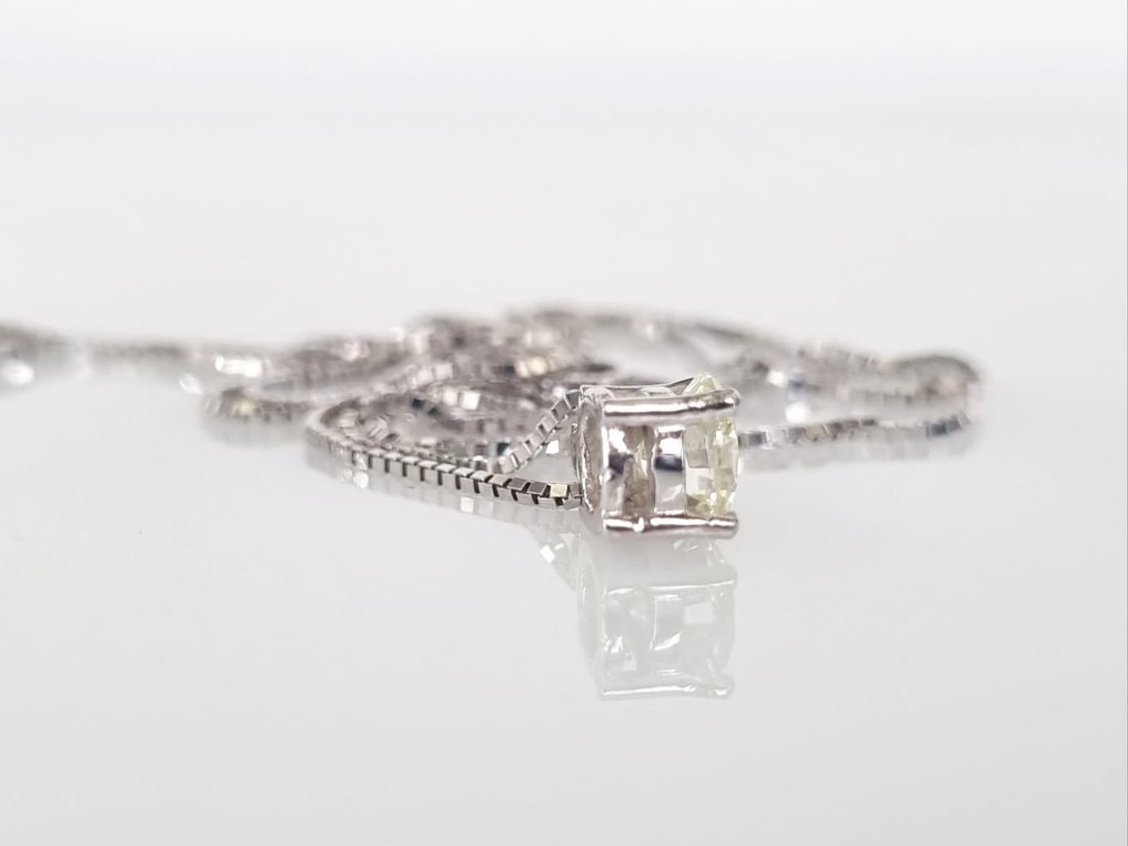 Κολιέ με μενταγιόν - 14 καράτια Λευκός χρυσός Διαμάντι (Φυσικό) #4.3