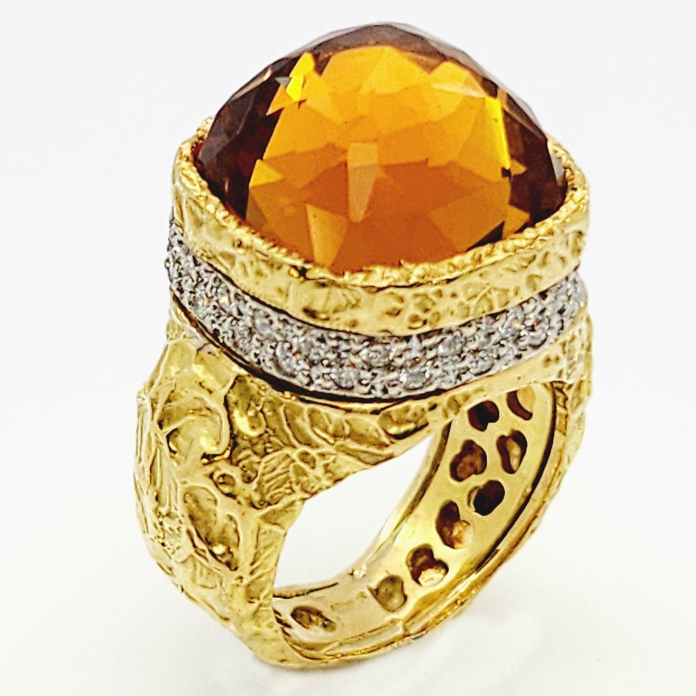 Gyűrű Sárga arany Citrin - Gyémánt #1.2