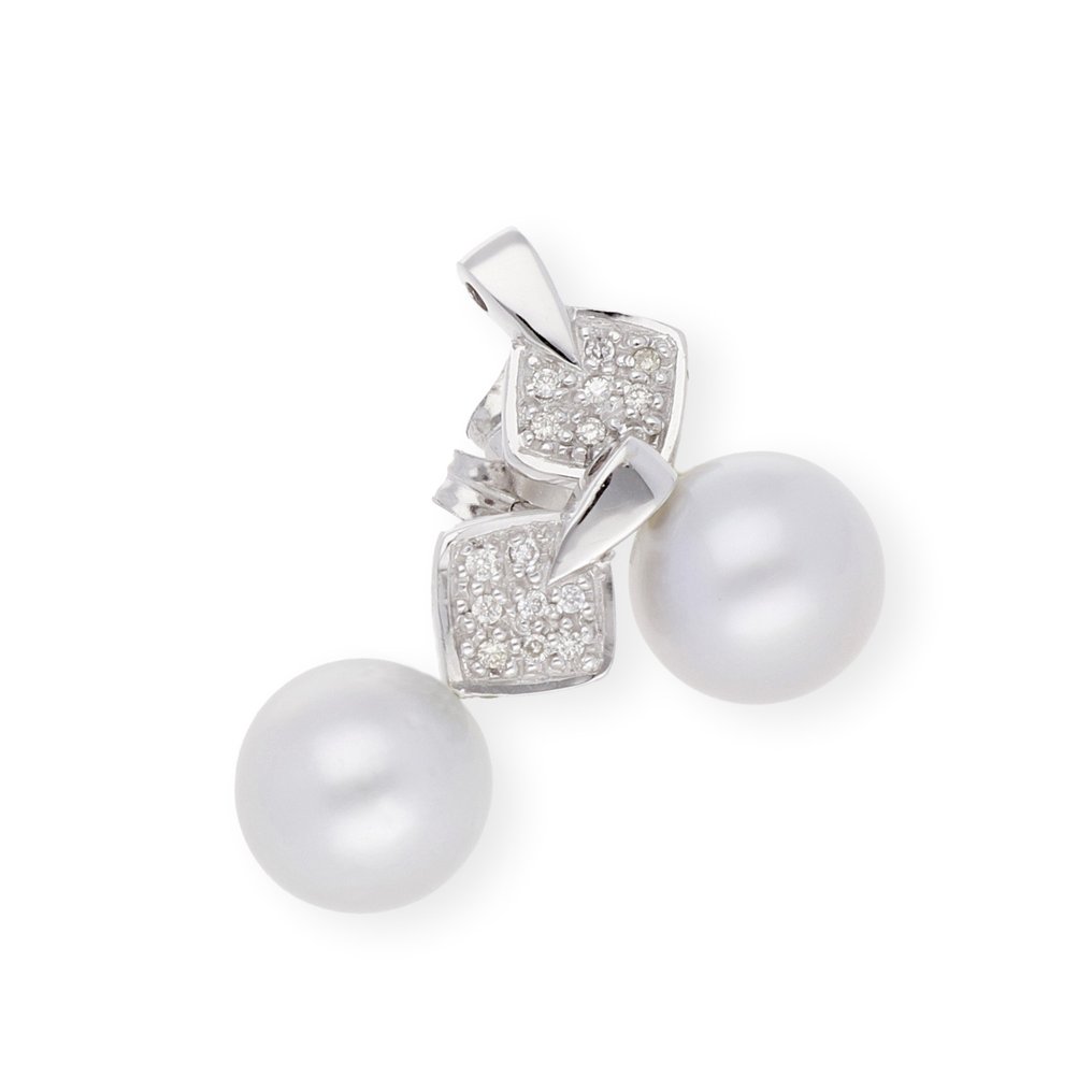 Orecchini - 18 carati Oro bianco Diamante  (Naturale) - Perla #1.1