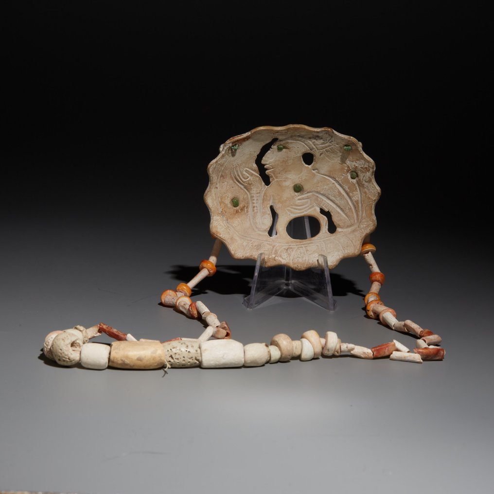 Mayan Terrakotta Fontos nyaklánc. 250-900 AD. 35 cm magas. Spanyol importengedély. #3.2