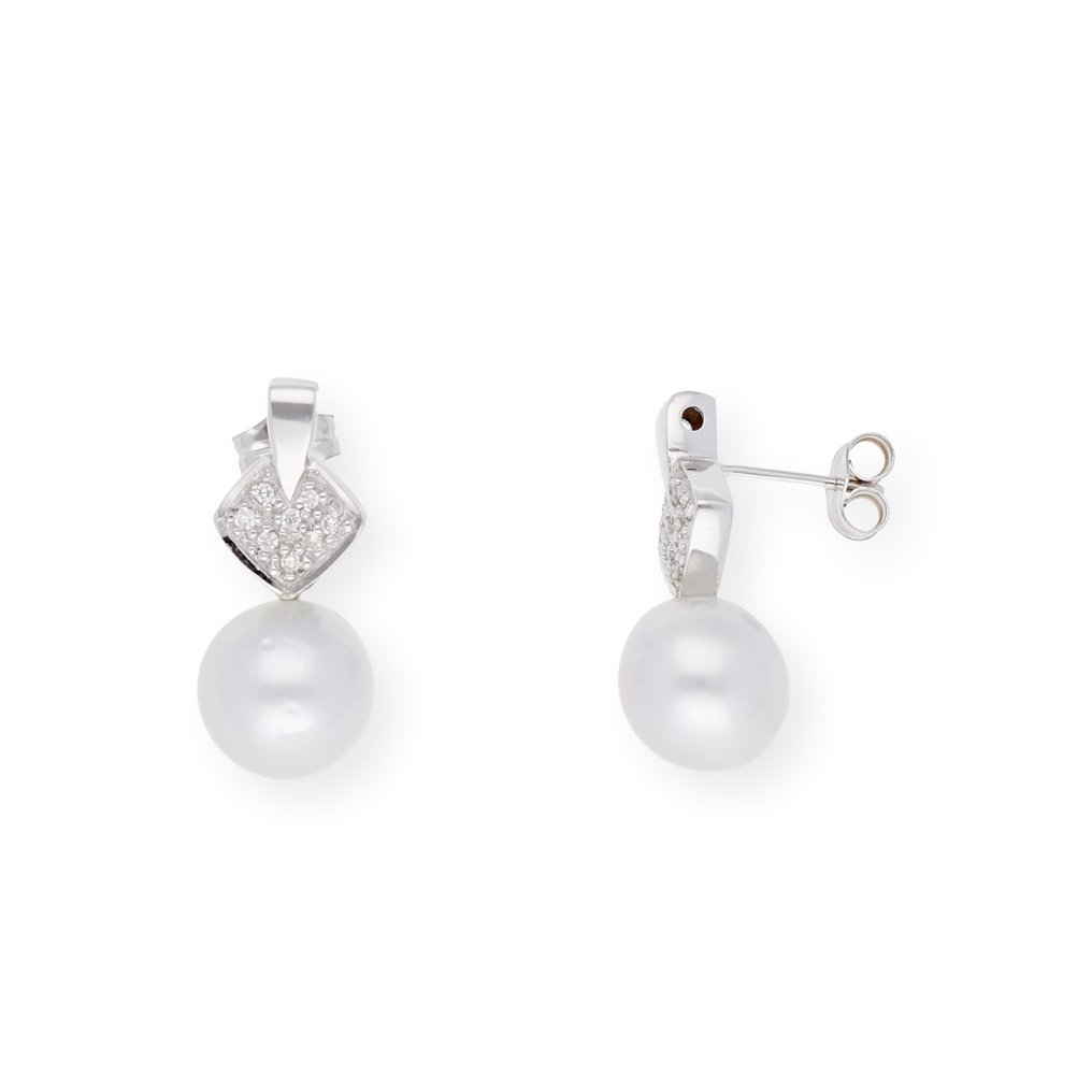 Orecchini - 18 carati Oro bianco Diamante  (Naturale) - Perla #1.2