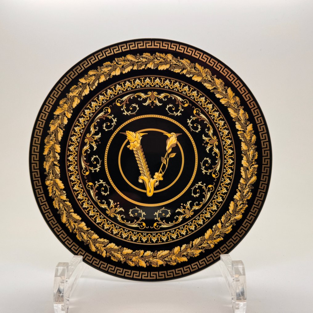 Rosenthal - Versace - Plat - Brotteller - 17 cm Virtus Gala Black schwarz Gold - Porcelaine - Neuf #1.0