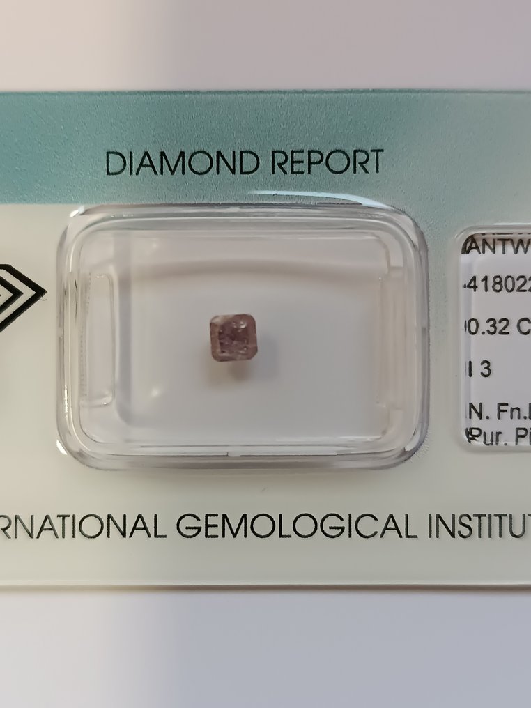Diament - 0.32 ct - kwadratowy - fantazyjny głęboko purpurowawo-różowy - I3 (z inkluzjami) #1.2