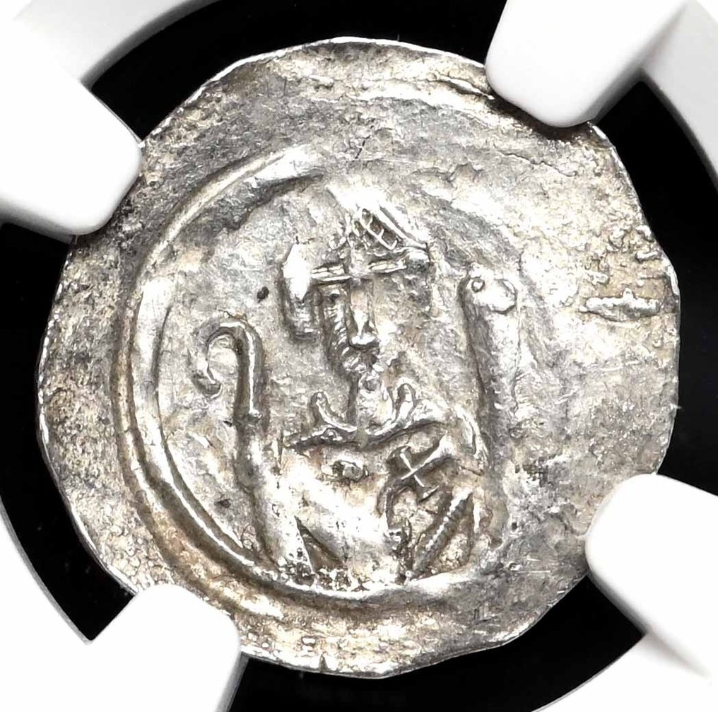Bishopric of Strasbourg. Anonymous. 1 Pfennig no Date (ca. 1050-1250) Bishop and Church type - in a slab NGC MS62 #1.1