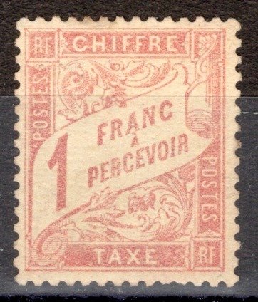 France 1893 - Taxe du N° 39 neuf* signé Calves avec certificat. Gomme jaunie, bon centrage. Très beau - Yvert #1.1