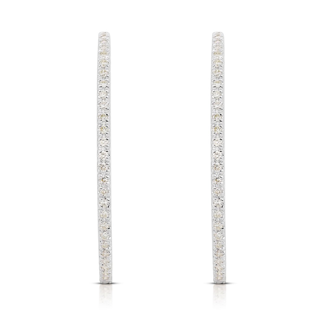 Earrings - 18 kt. White gold -  0.89ct. tw. Diamond  (Natural) #1.1