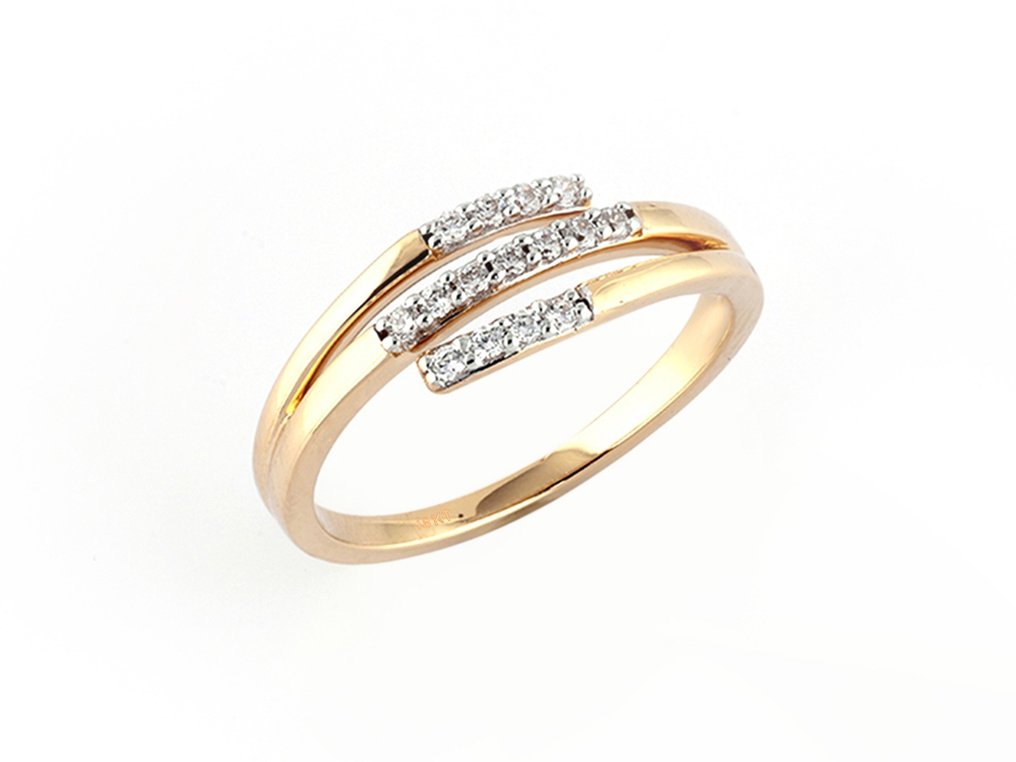 Ring - 18 karaat Geel goud -  0.16 tw. Diamant  (Natuurlijk) #2.1