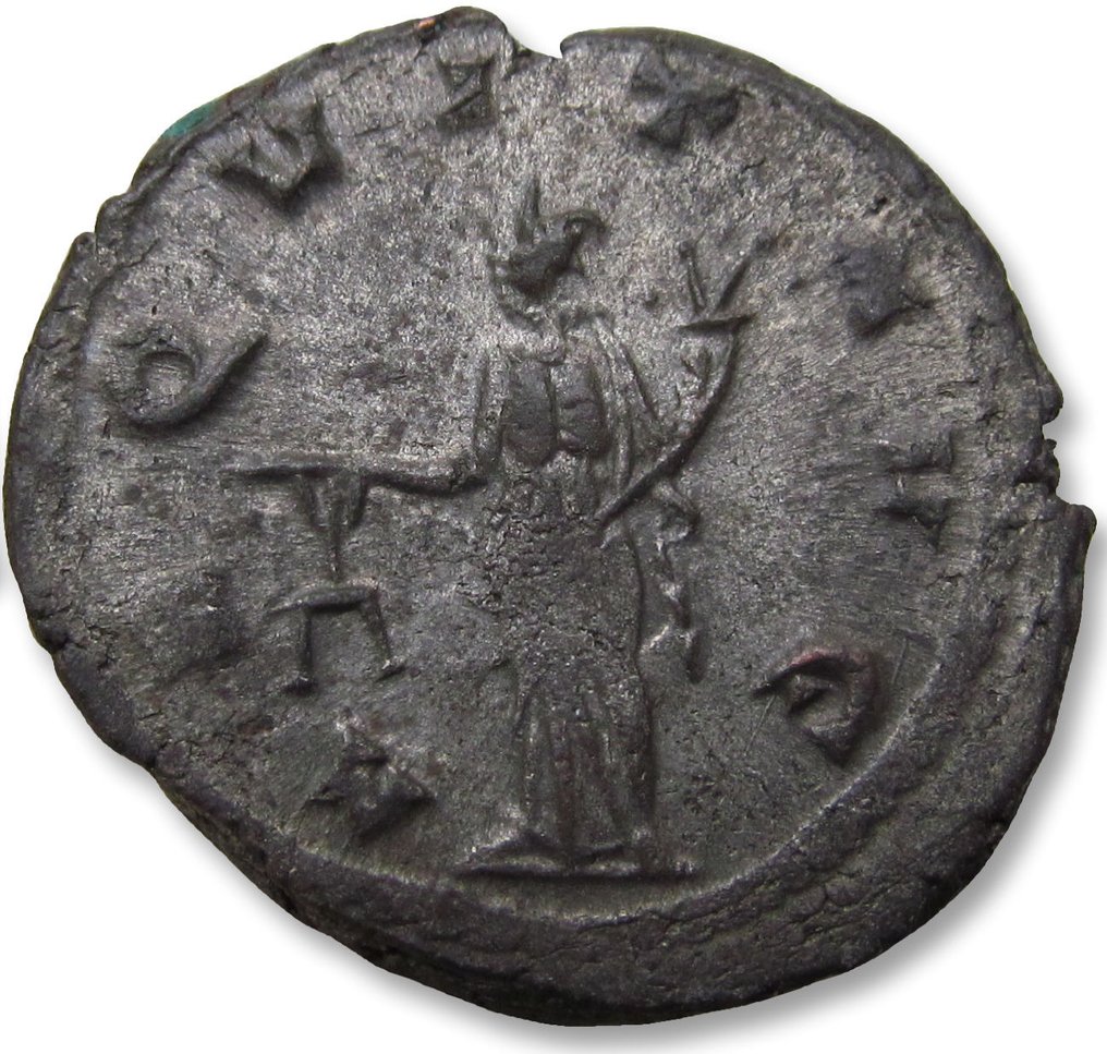 羅馬帝國. 加里恩努斯 (AD 253-268). Silvered Antoninianus Siscia mint 253-268 A.D. - AEQVIT AVG reverse, very sharp portrait - #1.2